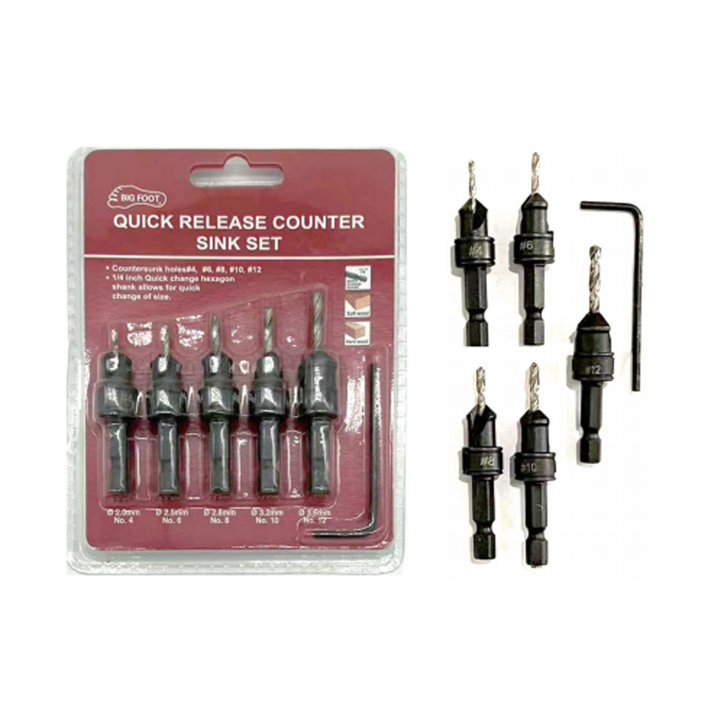 6pc Quick Release Counter Sink bit Set